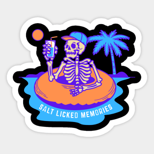 Salted Licked Memories Skeleton Beach Party Sticker